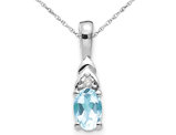 1/3 Carat (ctw) Light Natural Aquamarine Drop Pendant Necklace in 14K White Gold with Chain
